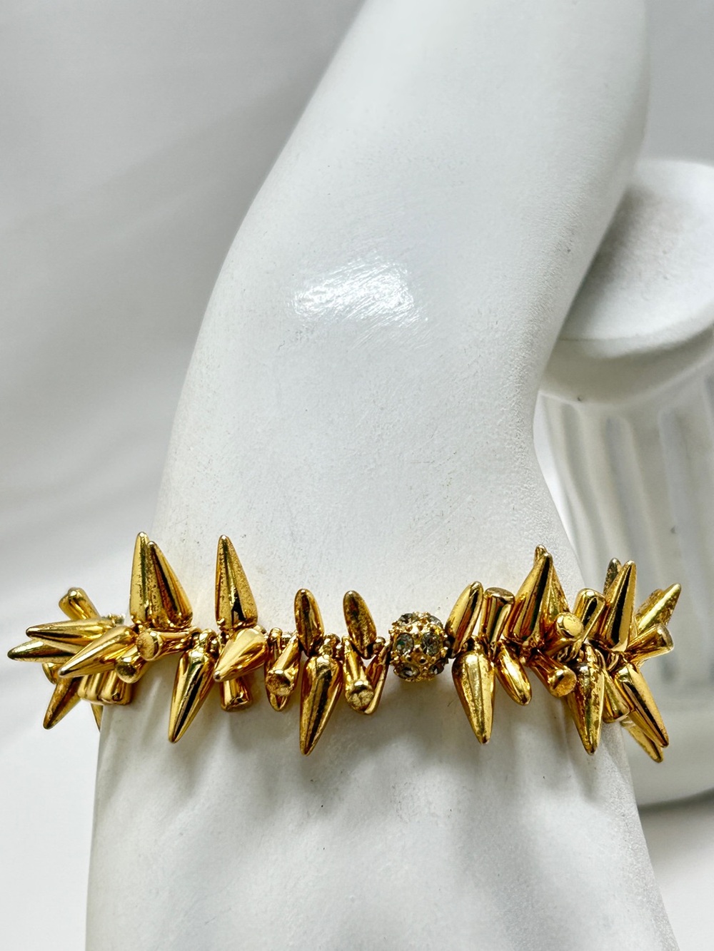 Stella & Dot, Gold Renegade Stretch Bracelet With Spikes And Pave’ Beds